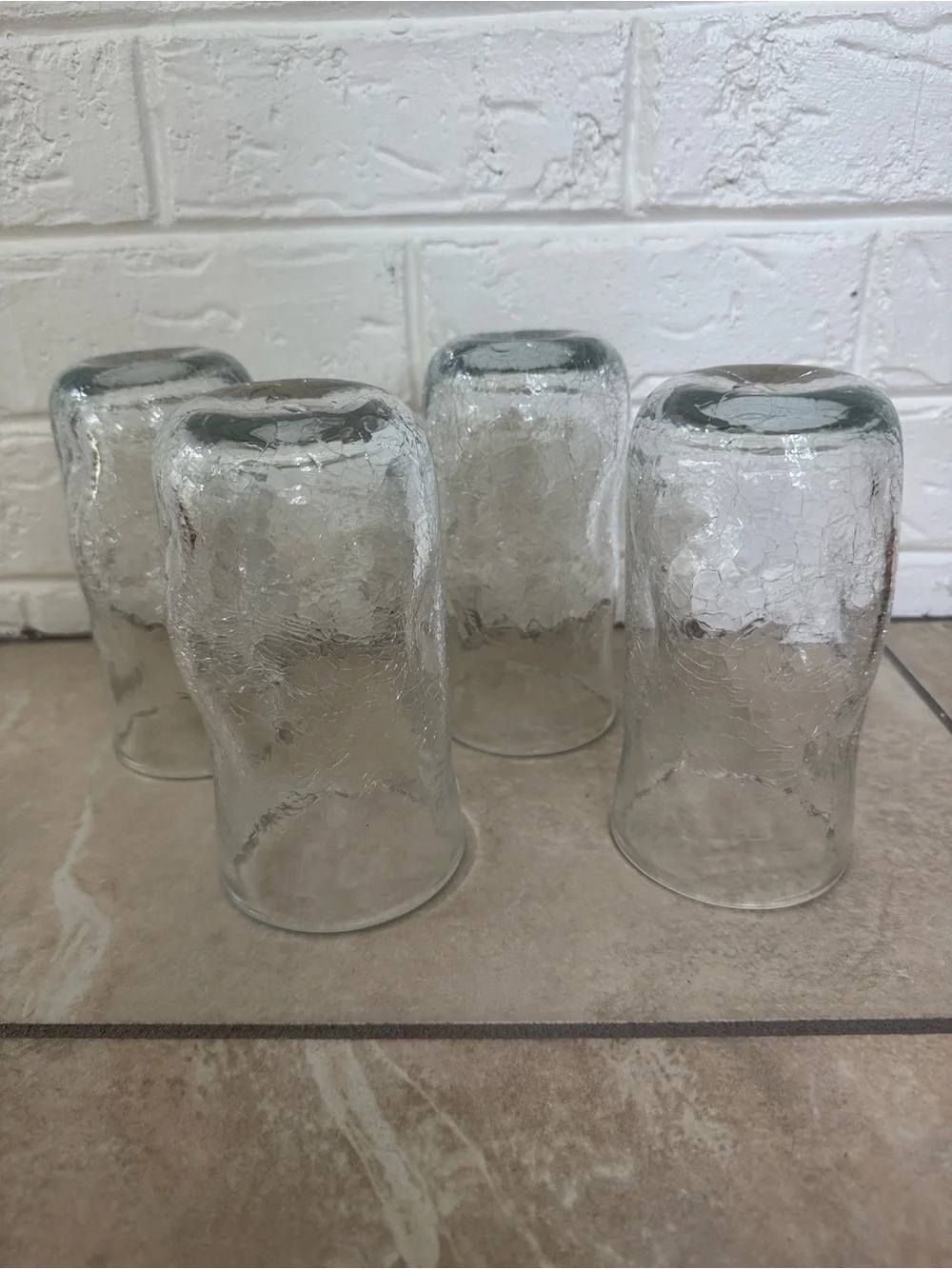 Sold Blenko Handcraft Clear Crackle Glass Tumblers - Set of 4